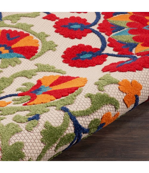 Nourison Aloha Round Area Rug ALH20-Red/Multicolor