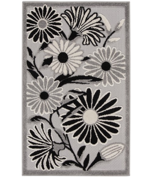 Nourison Aloha Black White ALH33 2 ft. 8 in. X 4 ft. Rectangle Rug