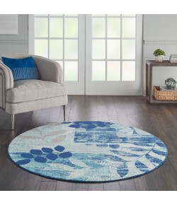 Nourison Tranquil(Traql) - Tra01 Navy Light Blue Area Rug 5 ft. 3 X Round