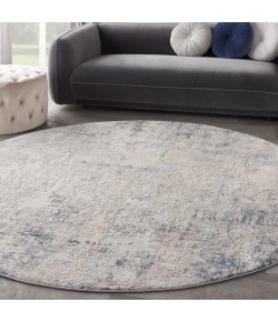 Nourison Rustic Textures - Rus07 Ivory Grey Blue Area Rug 7 ft. 10 in. Round
