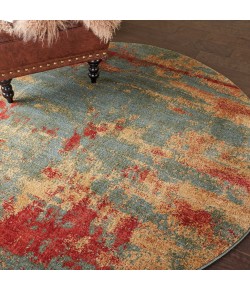 Nourison Somerset - St91 Teal Multicolor Area Rug 5 ft. 6 X Round