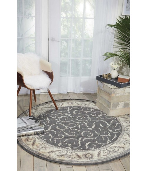 Nourison Somerset Round Area Rug ST02-Charcoal