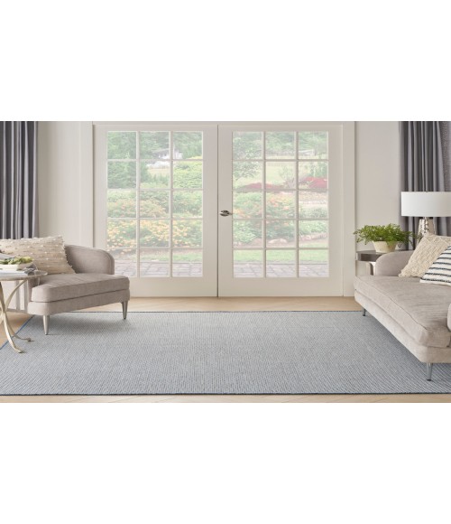Nourison Courtyard Ivory Blue COU01 8 ft. Square Rug
