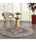 Nourison Passion Area Rug PSN20 Teal Multicolor 4' x ROUND