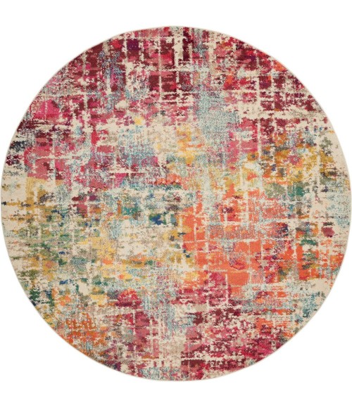 Nourison Celestial Round Area Rug CES13-Pink/Multicolor