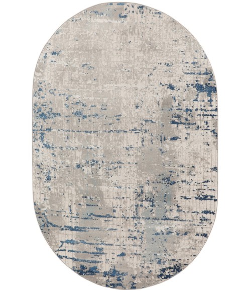 Nourison Quarry Ivory Grey Blue QUA01 5 ft. X 8 ft. Oval Rug