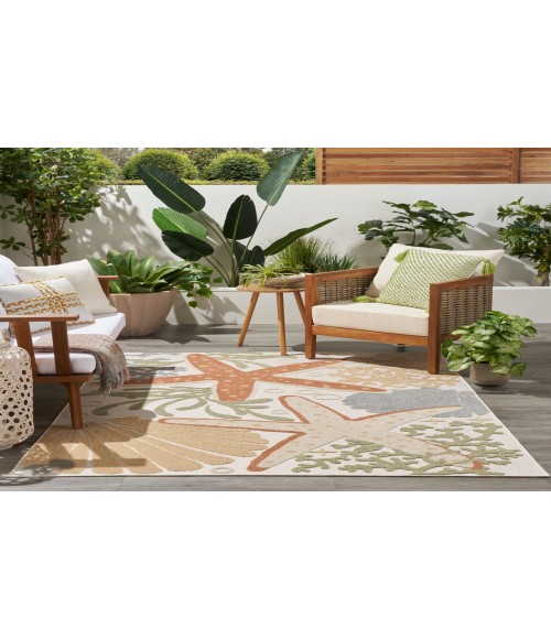 Nourison Aloha Ivory Multicolor ALH24 5 ft. 3 in. X 7 ft. 5 in. Rectangle Rug