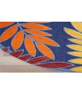 Nourison Aloha Navy Multicolor ALH18 5 ft. 3 in. Round Rug