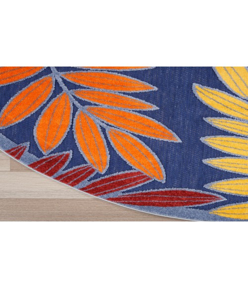 Nourison Aloha Navy Multicolor ALH18 5 ft. 3 in. Round Rug