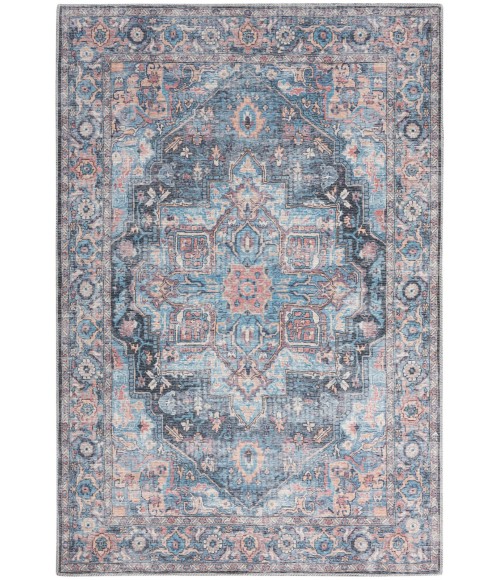 Nicole Curtis Machine Washable Series 1 Area Rug SR101 Blue 5' x 7'