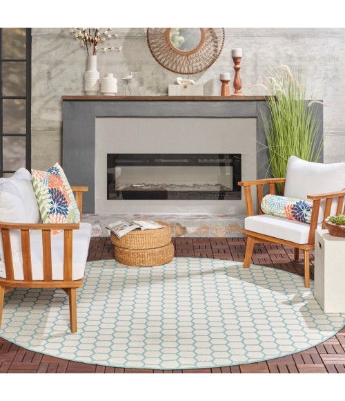 Nourison Twist Reversible Aqua TWS01 8 ft. X Round Rug