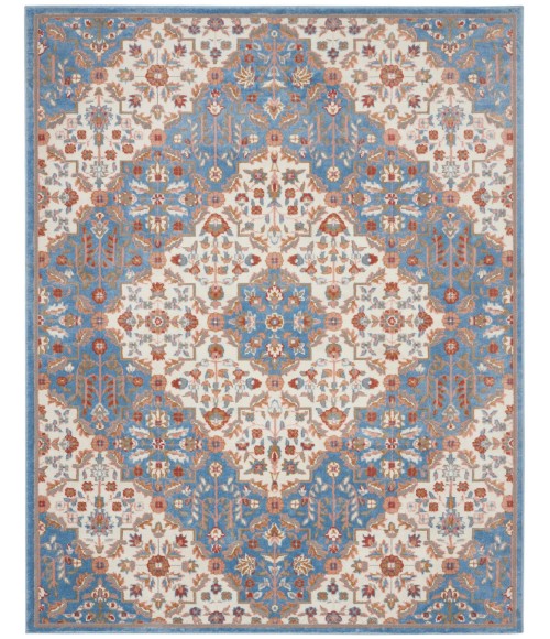 Elation Area Rug Nourison Elation Area Rug ETN08 Ivory Blue 9' x 12'