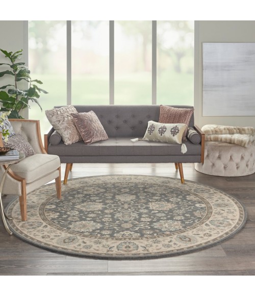Nourison Living Treasures Round Area Rug LI16-Grey/Ivory