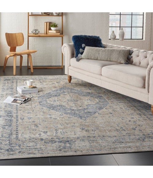 kathy ireland Home Malta Area Rug MAI11-Ivory/Blue
