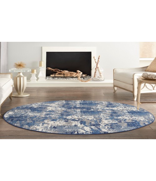 Nourison Grafix Navy Blue Rug GRF38 8 ft. Round - Rugs Town Nourison Grafix Navy Blue GRF38 8 ft. Round Rug