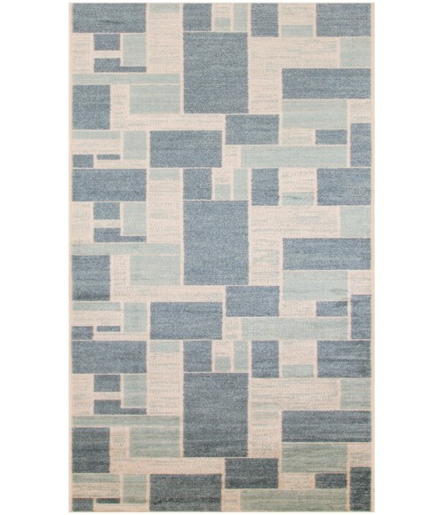 Nourison Astra Machine Washable Blue Ivory ASW09 2 ft. 2 in. X 8 ft. Rectangle Rug