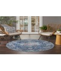 Nicole Curtis Machine Washable Series 1 Ivory Navy SR101 5 ft. 3 in. Round Rug