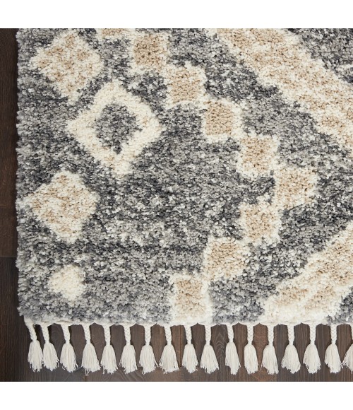 Nourison Oslo Shag Grey/Ivory OSL02 5 ft. X 8 ft. Rect. Rug
