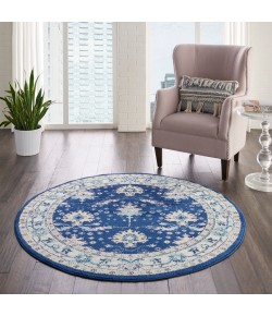 Nourison Tranquil(Traql) - Tra10 Navy Ivory Area Rug 5 ft. 3 X Round