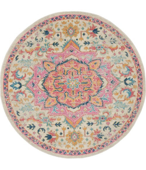 Nourison Passion Round Area Rug PSN25-Ivory/Pink