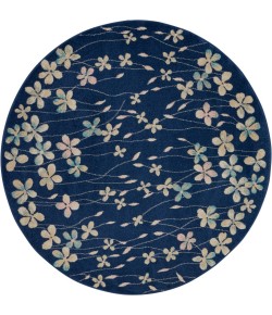 Nourison Tranquil(Traql) - Tra04 Navy Area Rug 5 ft. 3 X Round