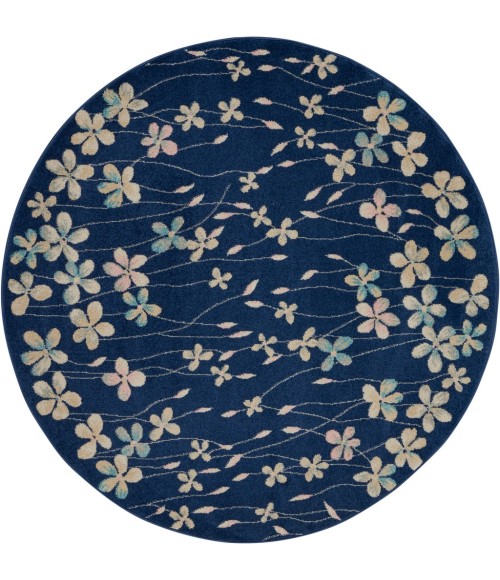 Nourison Tranquil Round Area Rug TRA04-Navy