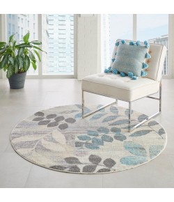 Nourison Tranquil(Traql) - Tra01 Ivory Light Blue Area Rug 4 ft. X Round