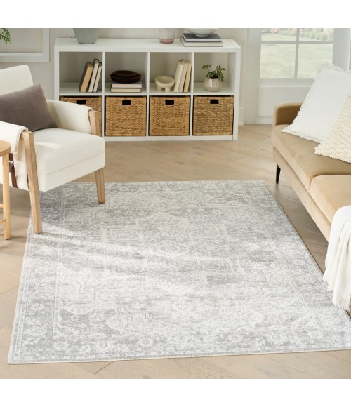 Nourison Astra Machine Washable Grey ASW12 6 ft. 7 in. X 9 ft. Rect. Rug