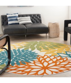 Nourison Aloha - Alh05 Turquoise/Multicolor Area Rug 7 ft. 10 in. X Round