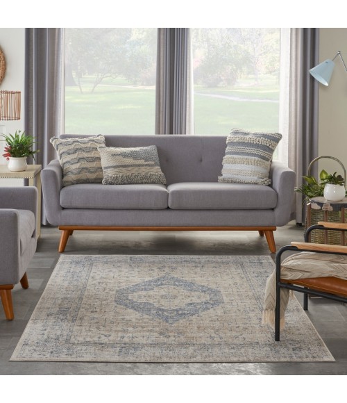 kathy ireland Home Malta Area Rug MAI11-Ivory/Blue
