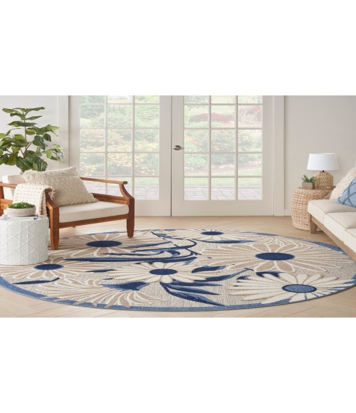 Nourison Aloha Blue Grey ALH33 5 ft. 3 in. Round Rug