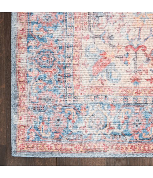 Nicole Curtis Machine Washable Series 1 Area Rug SR104 Blue/Multi 7' Runner