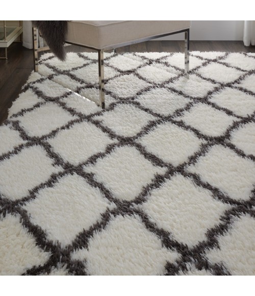 Nourison ULTRA PLUSH SHAG Area Rug Nourison Ultra Plush Shag Area Rug ULP02-Ivory/Charcoal