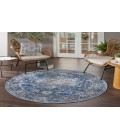 Nicole Curtis Machine Washable Series 1 Ivory Navy SR101 5 ft. 3 in. Round Rug