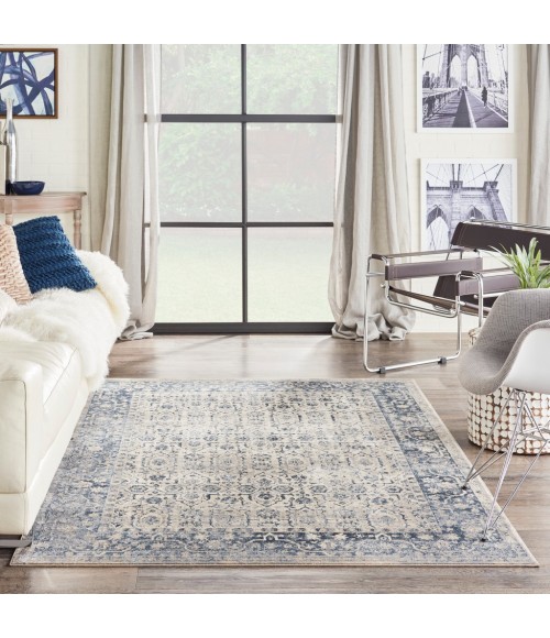 kathy ireland Home Malta Area Rug MAI04-Ivory/Blue