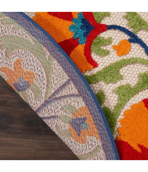 Nourison Aloha Round Area Rug ALH20-Red/Multicolor