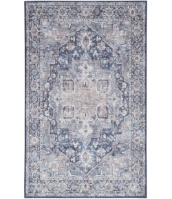 Nicole Curtis Machine Washable Series 1 Ivory Navy SR101 4 ft. X 6 ft. Rectangle Rug