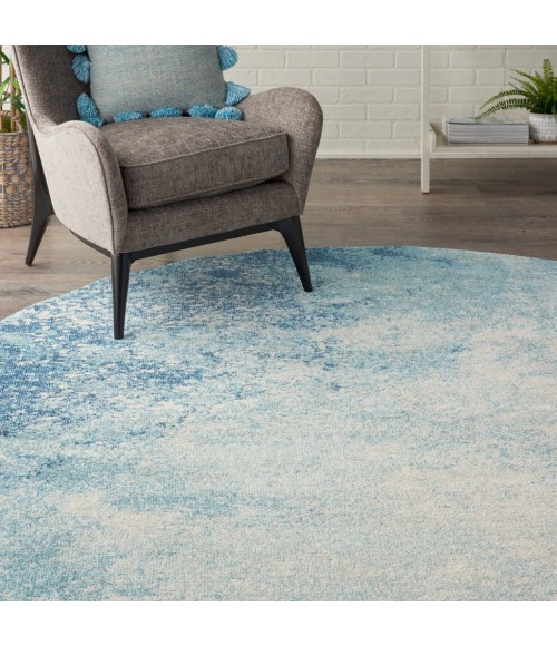 Nourison Passion Round Area Rug PSN10-Navy/Light Blue