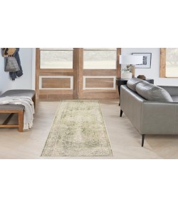 Nourison Astra Machine Washable Ivory Green ASW12 2 ft. 2 in. X 8 ft. Rectangle Rug