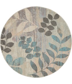 Nourison Tranquil(Traql) - Tra01 Ivory Light Blue Area Rug 4 ft. X Round