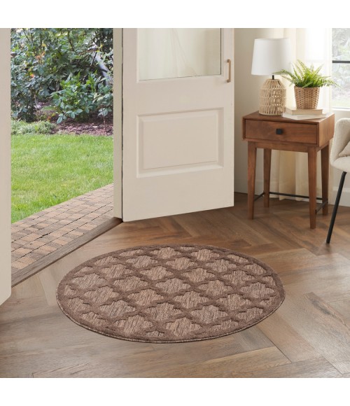 Nourison Home Easy Care Brown NES01 4 ft. Round Rug