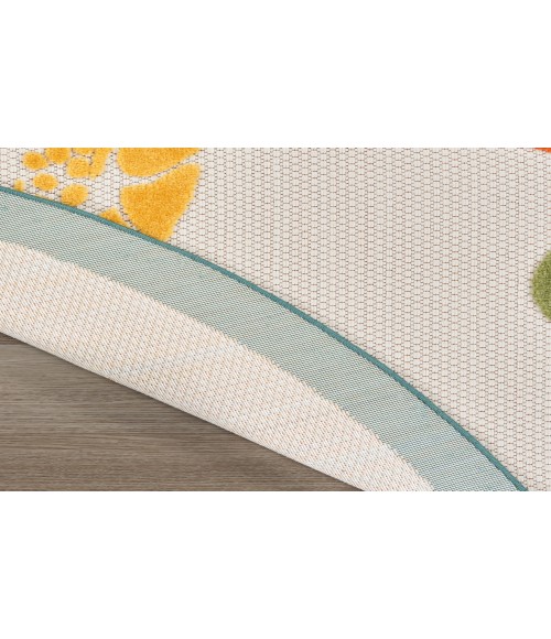 Nourison Aloha Teal Multi ALH27 5 ft. 3 in. Round Rug