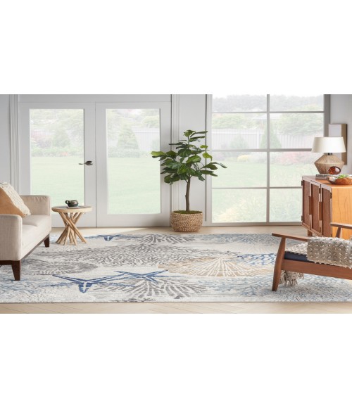 Nourison Pompeii Ivory Grey Blue Rug PMP04 9 ft. X 12 ft. Rectangle - Rugs Town Nourison Pompeii Ivory Grey Blue PMP04 9 ft. X 12 ft. Rectangle Rug