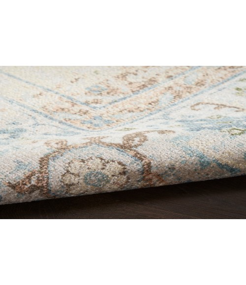 Nourison Astra Machine Washable Ivory Blue ASW13 5 ft. 3 in. Round Rug