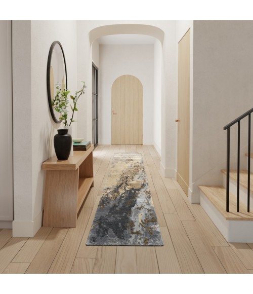 Nourison Silk Shadows Beige Blue Rug SHA23 8 ft. Rect. - Rugs Town Nourison Silk Shadows Beige Blue SHA23 8 ft. Rect. Rug