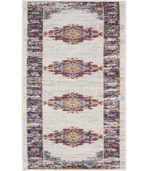 Nourison Passion Ivory Blue PSN03 2 ft. 2 in. X 10 ft. Rectangle Rug