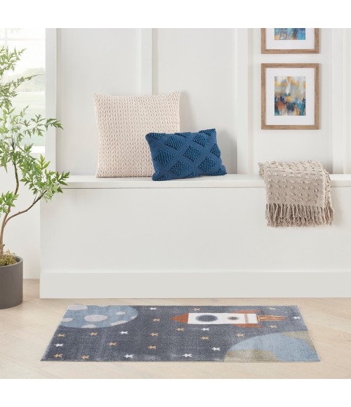 Nourison Astra Machine Washable Area Rug ASW06 Sky Blue