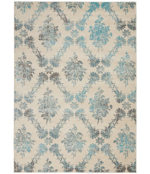 Nourison Tranquil Area Rug TRA09-Ivory/Turquoise