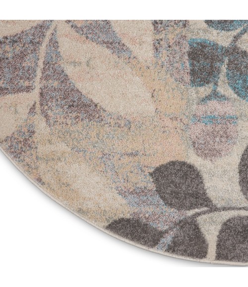 Nourison Tranquil Round Area Rug TRA01-Ivory/Light Blue