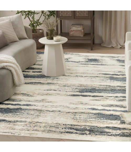 Nourison Serenity Home Blue Multicolor SRH12 7 ft. 10 in. X 9 ft. 10 in. Rect. Rug